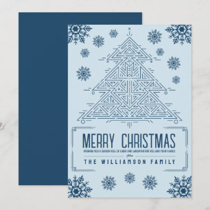 Modern Deko Weihnachtsbaum Snowflakes Light Blue Feiertagskarte