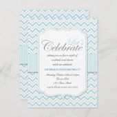 Modern Delicate Blue Zickzack Birthday Party Einladung (Vorne/Hinten)