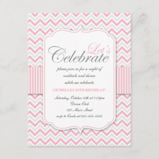 Modern Delicate Pink Zickzack Geburtstagsparty Einladung