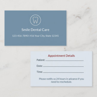Modern Dental Appointment Card | Clinic Reminder Terminkarte