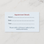 Modern Dental Appointment Card | Clinic Reminder Terminkarte (Rückseite)