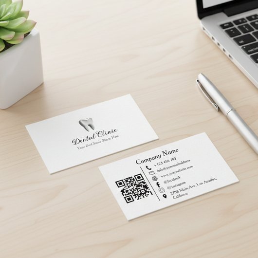 Modern Dental Clinic Logo QR Code  Visitenkarte