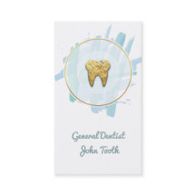 Modern Dentis Gold Tooth Logo Business Card