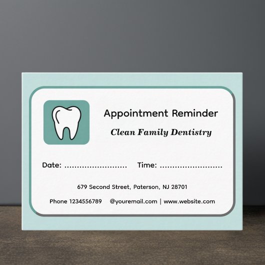 Modern Dentist Appointment Reminder Cards Terminkarte