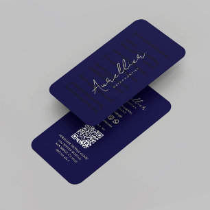 Modern Dentist Monogram Orthodontist Midnight Blue Visitenkarte