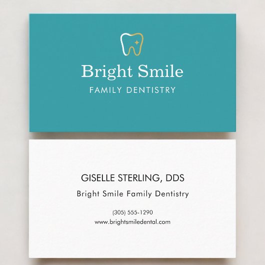 Modern Dentist Office Tooth Icon Visitenkarte