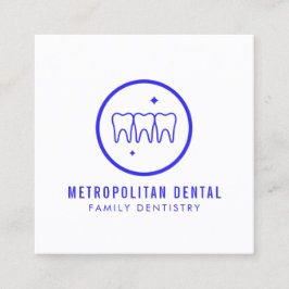 Modern Dentist Teeth Blue Logo Quadratische Visitenkarte