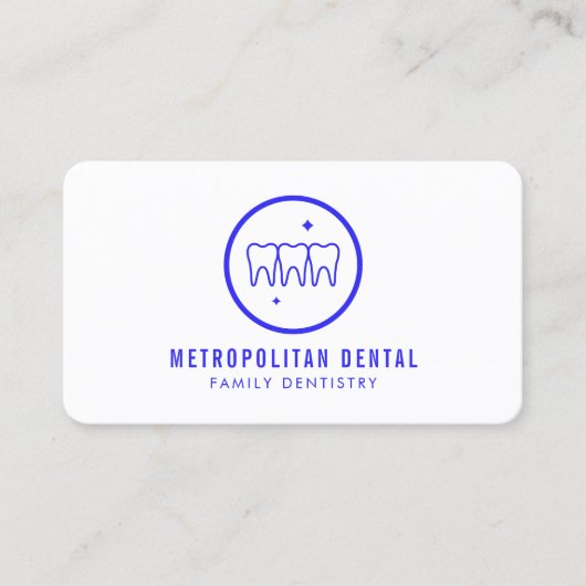 Modern Dentist Teeth Blue Logo Visitenkarte (Vorderseite)