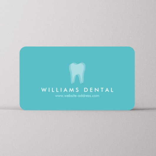 Modern Dentist Tooth Logo auf Aqua Blue Business C Visitenkarte