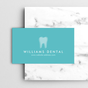 Modern Dentist Tooth Logo auf Aqua Blue Visitenkarte