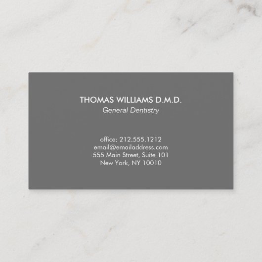 Modern Dentist Tooth Logo auf Weiß Visitenkarte (Rückseite)