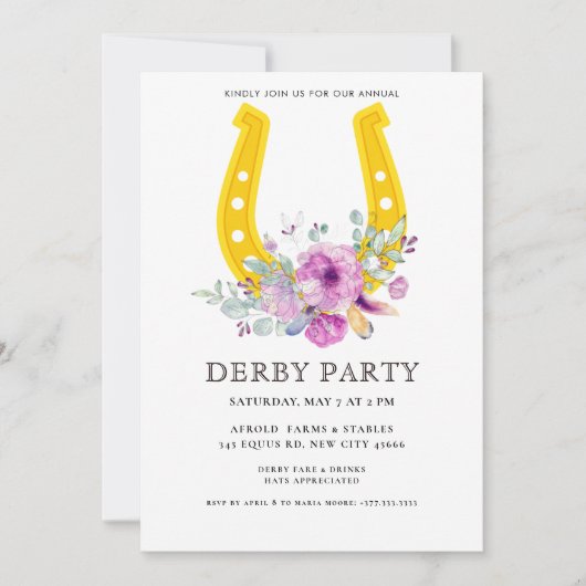Modern  Derby Party  Einladung (Vorderseite)