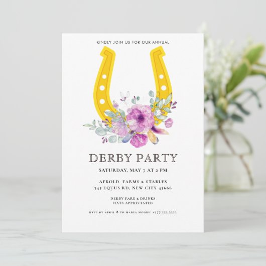 Modern  Derby Party  Einladung (Stehend Vorderseite)