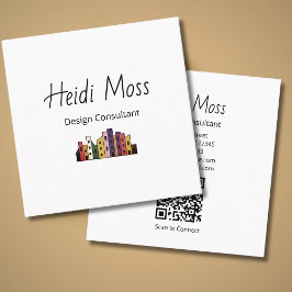 Modern Design Consultant Farbige Skyline QR-Code  Quadratische Visitenkarte