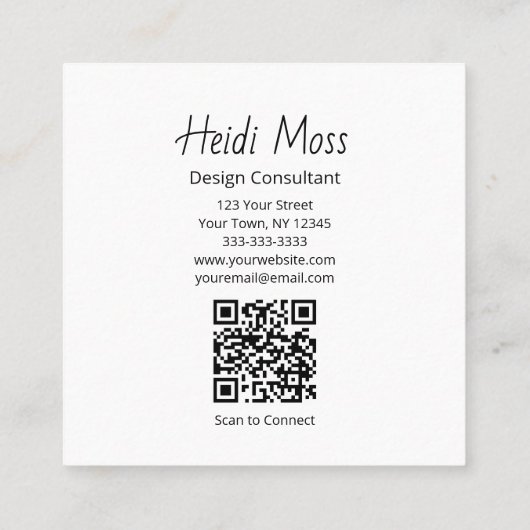 Modern Design Consultant Farbige Skyline QR-Code Quadratische Visitenkarte (Rückseite)