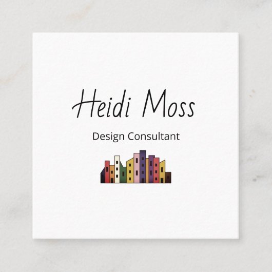 Modern Design Consultant Farbige Skyline QR-Code  Quadratische Visitenkarte (Vorderseite)