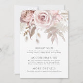 Modern Designer Dusty Rose Blush Details & Wedding Einladung (Rückseite)