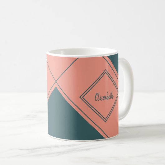 Modern Diagonal Simple Geometric Diamond Kaffeetasse (VorderseiteRechts)