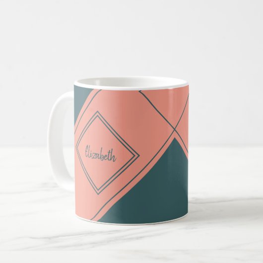 Modern Diagonal Simple Geometric Diamond Kaffeetasse (Vorderseite Links)
