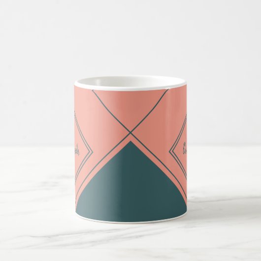 Modern Diagonal Simple Geometric Diamond Kaffeetasse (Mittel)