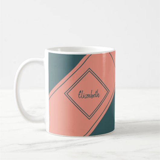 Modern Diagonal Simple Geometric Diamond Kaffeetasse (Links)
