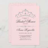 Modern Diamond Tiara BRAUTPARTY Rosa Budget Einladung (Vorne/Hinten)