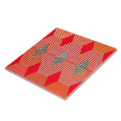 Modern Diamond Warp Print, Coral Orange Fliese (Seite)