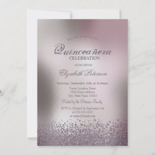 Modern Diamonds Rose Gold Metallic Quinceañera Einladung