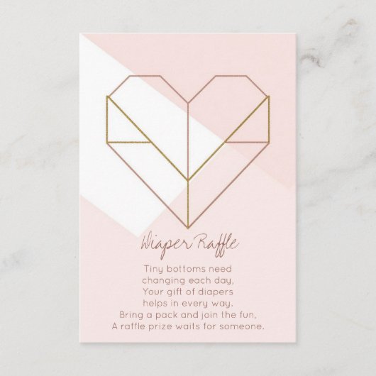 Modern Diaper Raffle Card – Abstract Heart Baby Begleitkarte (Vorderseite)