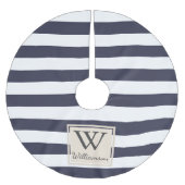 Modern dick-weiße Streifen Polyester Weihnachtsbaumdecke (Vorderseite)