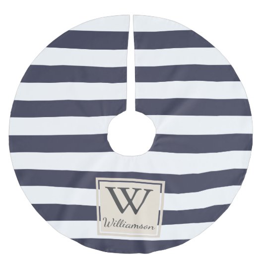 Modern dick-weiße Streifen Polyester Weihnachtsbaumdecke (Vorderseite)