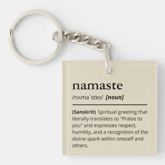 Modern Dictionary Namaste Yoga Neutral Beige Schlüsselanhänger (Vorderseite)