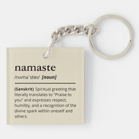 Modern Dictionary Namaste Yoga Neutral Beige Schlüsselanhänger (Rückseite)