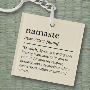 Modern Dictionary Namaste Yoga Neutral Beige Schlüsselanhänger