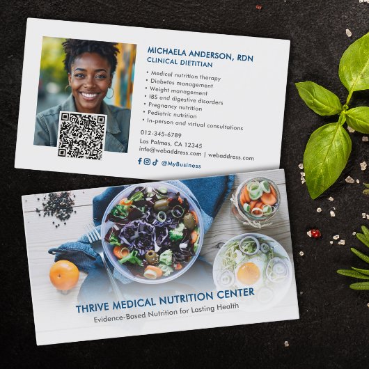 Modern Dietitian/Nutritionist QR Code Social Media Visitenkarte