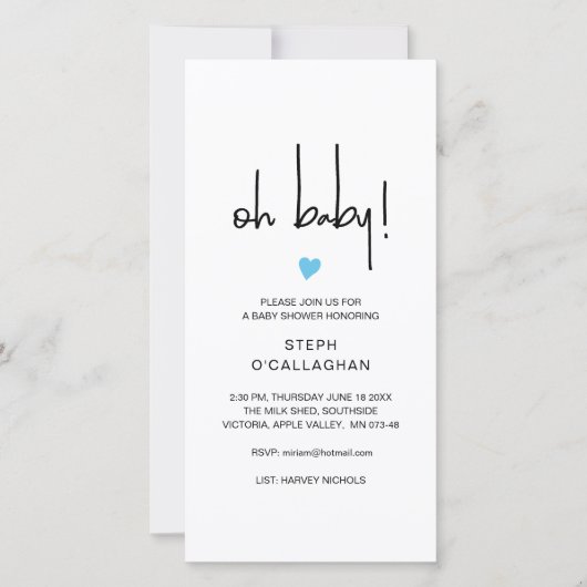 Modern Digital Oh Baby Boy Dusche Handy eVite Ankündigung (Vorderseite)