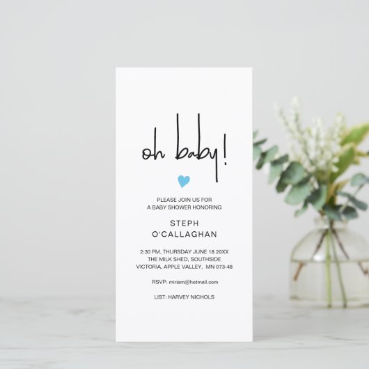 Modern Digital Oh Baby Boy Dusche Handy eVite Ankündigung