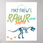 Modern Dinosaur Dig Boys Birthday Welcome Sign Poster (Vorne)