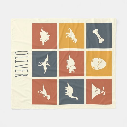 Modern Dinosaur Icon Grid Fleecedecke (Vorderseite (Horizontal))