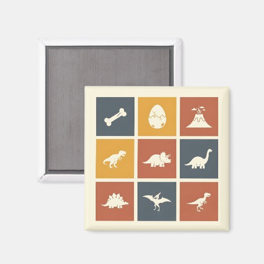 Modern Dinosaur Icon Grid Magnet (Vorderseite/Rückseite)