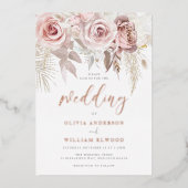 Modern Divine Rose Gold Blush Wedding Real Folieneinladung (Vorderseite)