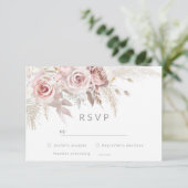 Modern Divine Rose Gold Blush Wedding RSVP Karte (Stehend Vorderseite)