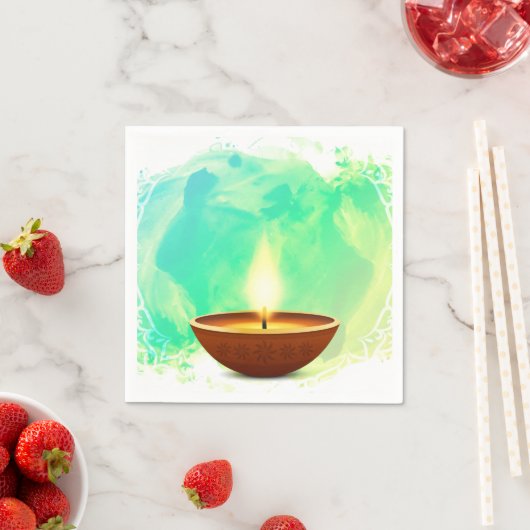 Modern Diwali Diya Green Watercolor Serviette (Beispiel)