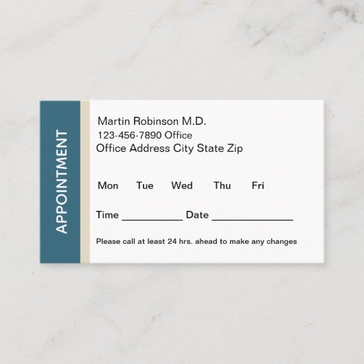 Modern Doctor Office Appointment Cards Terminkarte (Vorderseite)