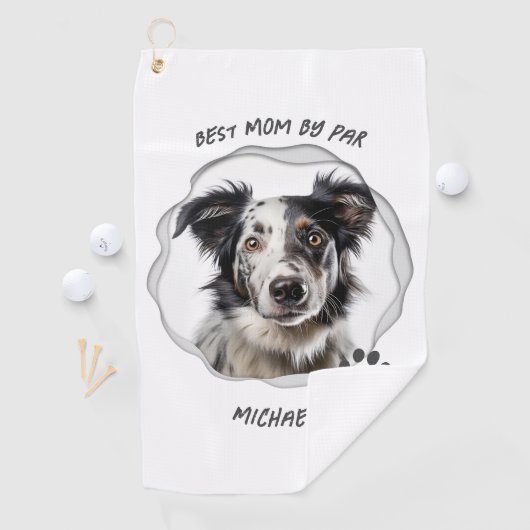 Modern Dog Best Mom Photo Golfhandtuch (Insitu)