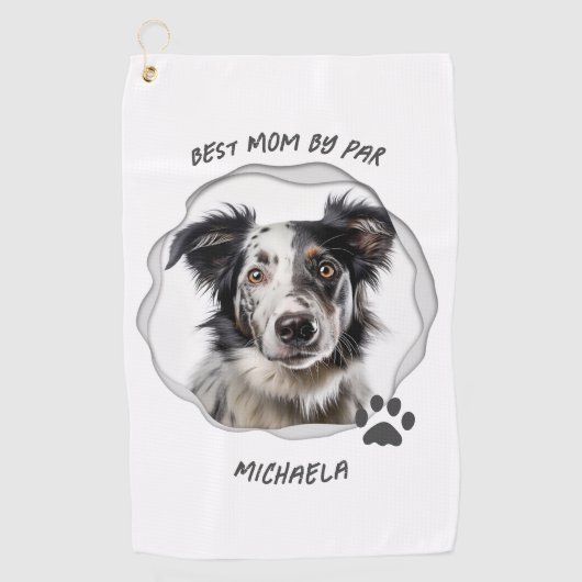 Modern Dog Best Mom Photo Golfhandtuch (Vorderseite)