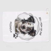 Modern Dog Beste-Mutter-Foto Golfhandtuch (Horizontal)
