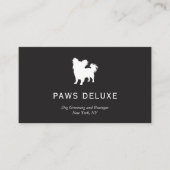 Modern Dog Grooming Silhouette Logo | Charcoal Visitenkarte (Vorderseite)