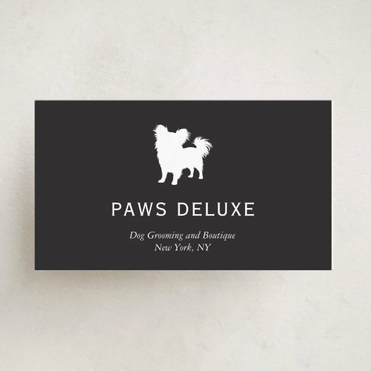 Modern Dog Grooming Silhouette Logo | Charcoal Visitenkarte