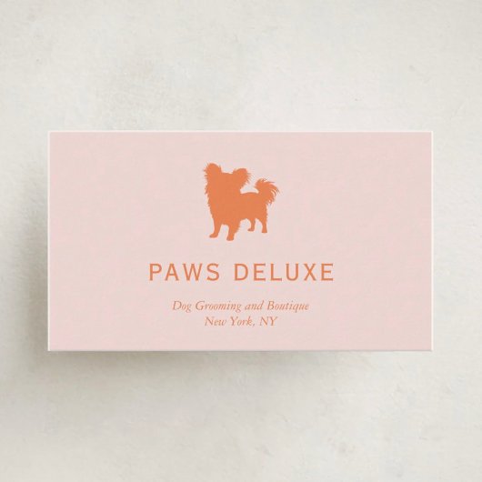 Modern Dog Grooming Silhouette Logo | Orange Visitenkarte